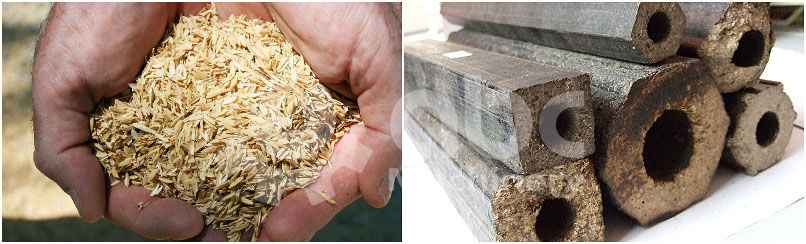 making fuel briquettes from rice husk, hulls wastes