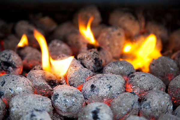 charcoal briquettes flame