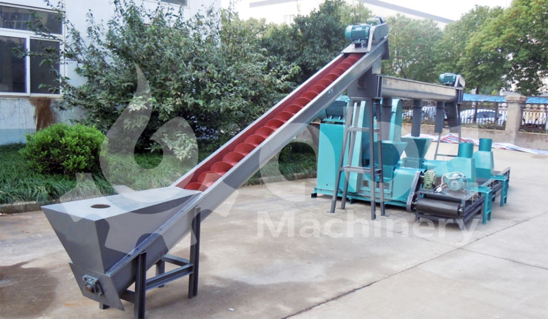 conveying and briquetting machine for small production