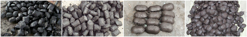 extruded coal briquettes with square, round, oval pillow shape