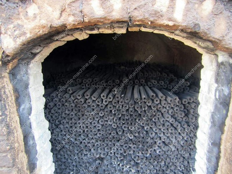 finished charcoal briquettes