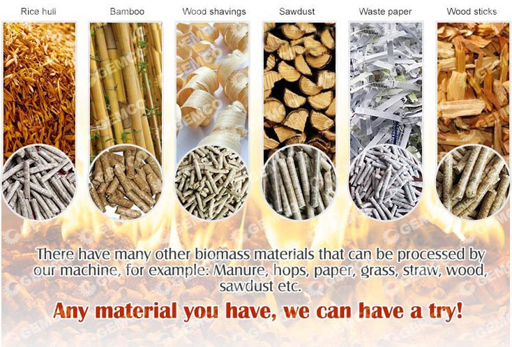 pelleting different biomass materials