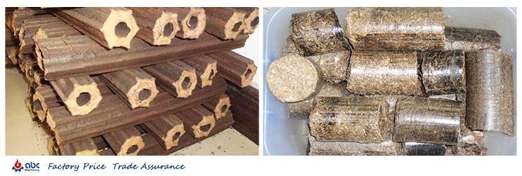 finally processed wood briquettes